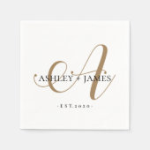 Chic Goud een monogram in schrijfletters naam trou Servet (Voorkant)