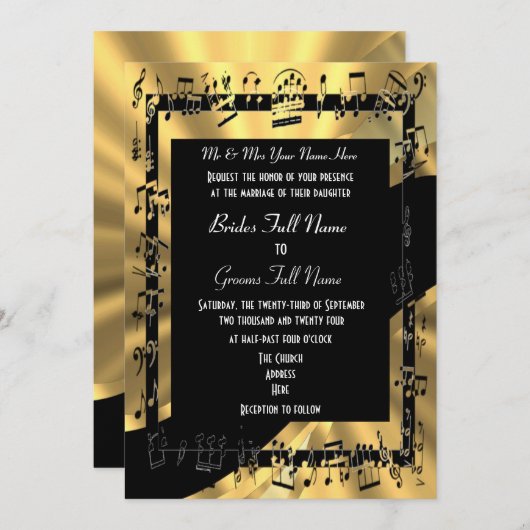 Chic goud elegante formele bruiloft kaart (Voorkant / Achterkant)