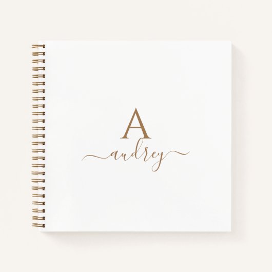 Chic Goud Elegante Handtekening Minimalistische Mo Notitieboek (Voorkant)