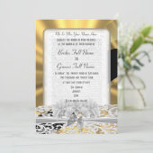 Chic goud elegante witte kant bruiloft kaart (Staand voorkant)