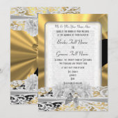 Chic goud elegante witte kant bruiloft kaart (Voorkant / Achterkant)