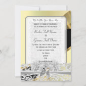 Chic goud elegante witte kant monogram bruiloft kaart (Voorkant)