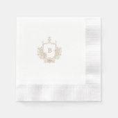 Chic Goud en Wit Crest Monogram Custom Wedding Servet (Voorkant)
