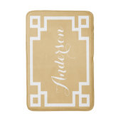 Chic Goud en Wit Grieks Key Custom Monogram Badmat (Voorkant Verticaal)