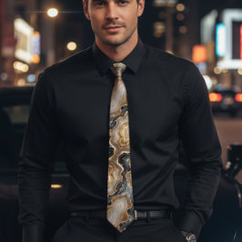 Chic goud en zwart marmer schitteren bruiloft stropdas