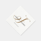 Chic Goud F Monogram Schrift Naam Trouwdatum Servet (Hoek)