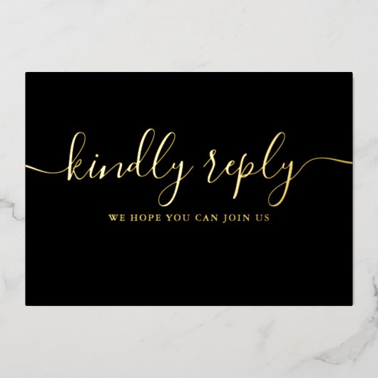 Chic goud folie script liedje verzoek RSVP briefka Uitnodiging (Voorkant)