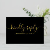 Chic goud folie script liedje verzoek RSVP briefka Uitnodiging (Staand Voorkant)