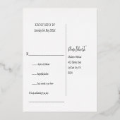 Chic Goud Folie Script Liedverzoek RSVP Postkaart Uitnodiging (Achterkant)