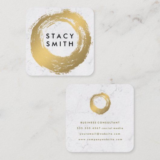 Chic Goud Geborsteld  | Marmer Vierkante Visitekaartje (Voorkant / Achterkant)