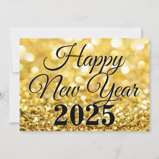 Chic Goud Gelukkig Nieuwjaar 2025 Bedrijf Feestdagenkaart (Voorkant)