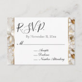 Chic Goud Glam Witte Lotusbloemen RSVP Informatiekaartje (Voorkant)