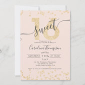 Chic goud glitter confetti blush Sweet 16 foto Kaart (Voorkant)