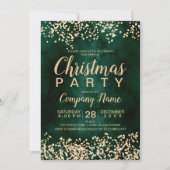 Chic goud glitter groen corporate kerstfeest kaart (Voorkant)