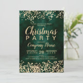Chic goud glitter groen corporate kerstfeest kaart (Staand voorkant)