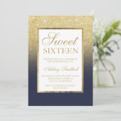 Chic goud glitter ombre blauw elegant Sweet zestie Kaart (Staand voorkant)