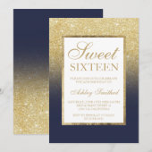 Chic goud glitter ombre blauw elegant Sweet zestie Kaart (Voorkant / Achterkant)