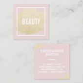 Chic goud glitter penseelstreek blos roze schoonhe vierkante visitekaartje (Voorkant / Achterkant)