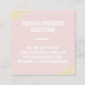 Chic goud glitter penseelstreek blos roze schoonhe vierkante visitekaartje (Achterkant)