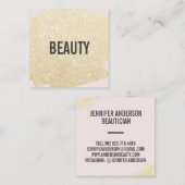 Chic goud glitter penseelstreek licht roze schoonh vierkante visitekaartje (Voorkant / Achterkant)