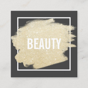 Chic goud glitter penseelstreek wit zwart schoonhe vierkante visitekaartje