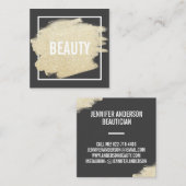 Chic goud glitter penseelstreek wit zwart schoonhe vierkante visitekaartje (Voorkant / Achterkant)