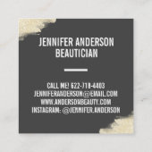 Chic goud glitter penseelstreek wit zwart schoonhe vierkante visitekaartje (Achterkant)