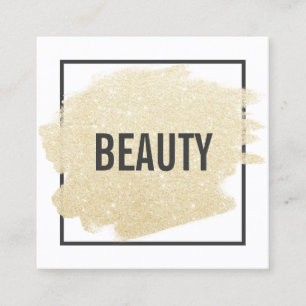 Chic goud glitter penseelstreek zwart wit schoonhe vierkante visitekaartje