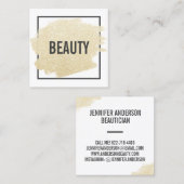 Chic goud glitter penseelstreek zwart wit schoonhe vierkante visitekaartje (Voorkant / Achterkant)