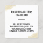 Chic goud glitter penseelstreek zwart wit schoonhe vierkante visitekaartje (Achterkant)