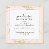 Chic goud glitter roze wit marmer elegante make-up vierkante visitekaartje (Achterkant)