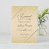 Chic goud glitter script ivoren foto Sweet 16 Kaart (Staand voorkant)