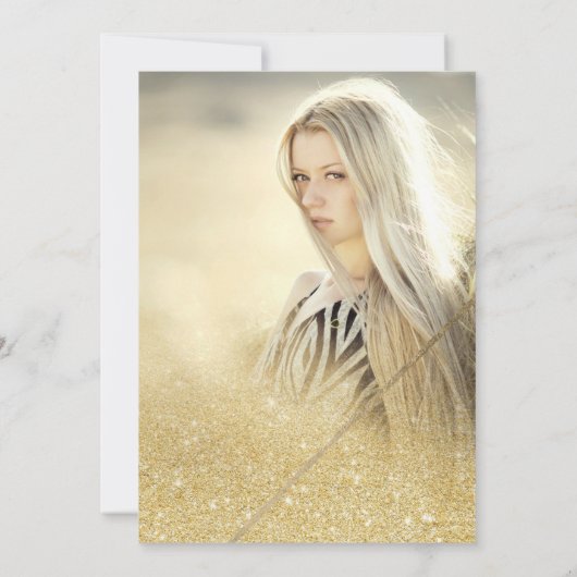 Chic goud glitter script ivoren foto Sweet 16 Kaart (Achterkant)