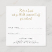 Chic goud glitters aanbevelingskaartje (Achterkant)