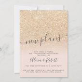 Chic goud glitters roze uitgestelde nieuwe plannen kaart (Voorkant)