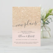 Chic goud glitters roze uitgestelde nieuwe plannen kaart (Staand voorkant)