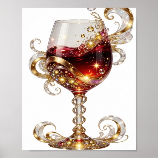 Chic Goud GLOEIEND WIJNGLAS Print (Voorkant)
