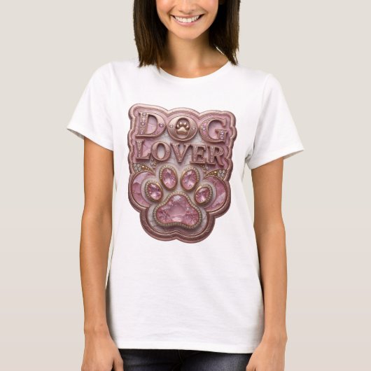 Chic Goud HOND LIEFHEBBER 3D Tekst Kunst T-shirt (Voorkant)