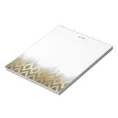 Chic Goud Ikat Patroon Grijs Gepersonaliseerd Notitieblok (Linkerzijde)