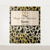 Chic Goud, Koeienvlekken & Gouden Hoefijzer Verjaa Wandkleed (Voorkant)