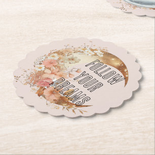 Chic Goud Lijst Blush Roze Bloemen vrijgezellenfee Kartonnen Onderzetters