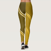 Chic Goud onder Grijze Banden Print Leggings (Achterkant)
