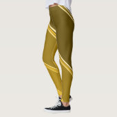 Chic Goud onder Grijze Banden Print Leggings (Links)