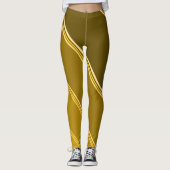 Chic Goud onder Grijze Banden Print Leggings (Voorkant)
