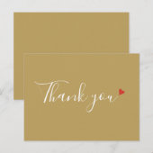 Chic Goud Rode Hart Script Zakelijk Bedankt Briefkaart (Voorkant / Achterkant)