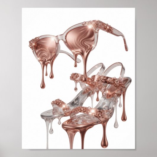 Chic Goud ROSE GOLD GLAMOUR Design Poster (Voorkant)