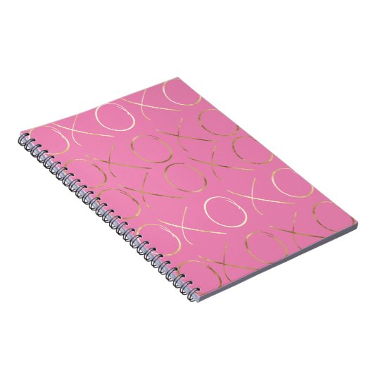 Chic Goud Roze Girly Glam XOXO Notitieboek (Rechterzijde)