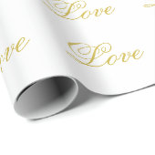 Chic Goud Schrift Witte Liefde Calligrafie Cadeaupapier (Rol Hoek)