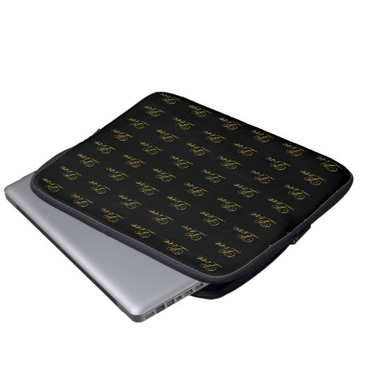 Chic Goud Schrift Witte Liefde Calligrafie Huwelij Laptop Sleeve (Voorkant onderkant)
