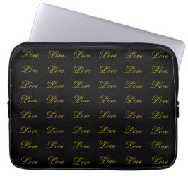 Chic Goud Schrift Witte Liefde Calligrafie Laptop Sleeve